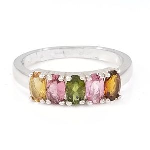 Sterling Silver Multi Tourmaline Ring Size 7